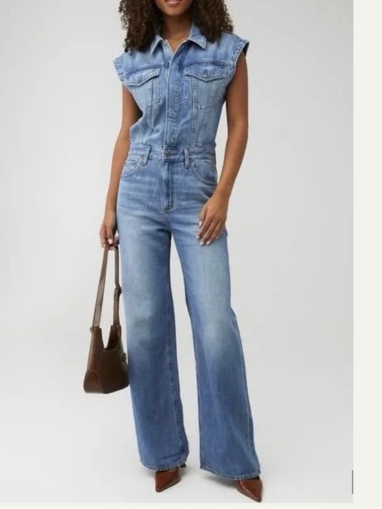 pistola Pants - Pistola Lennox Denim Sleeveless Jumpsuit Size Small